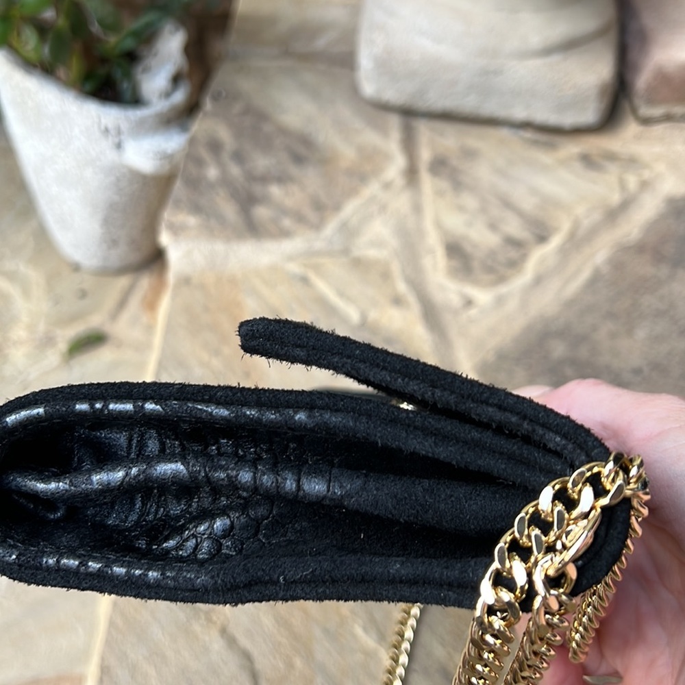 House Of Harlow 1960 Leather and Suede Alligator Clutch Crossbody - Picture 8 of 16